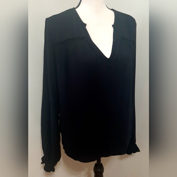 NWT Bobi Los Angeles Split Neck Long Sleeve Blouse Top - Picture 8 of 10